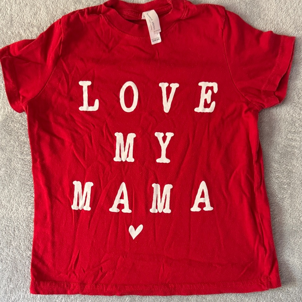 Rabbit Skins Red Kids Tee with 'Love My Mama' Print